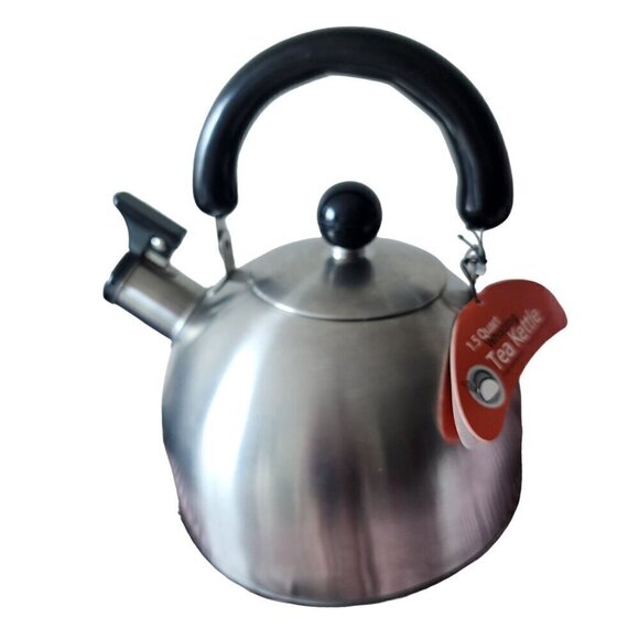 Copco Stainless Steel Whistling Tea Kettle Chrome 1.4 Litre Folding Handle - Picture 1 of 15